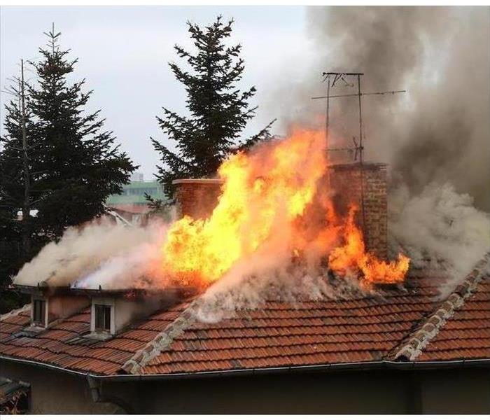 Rooftop in flames